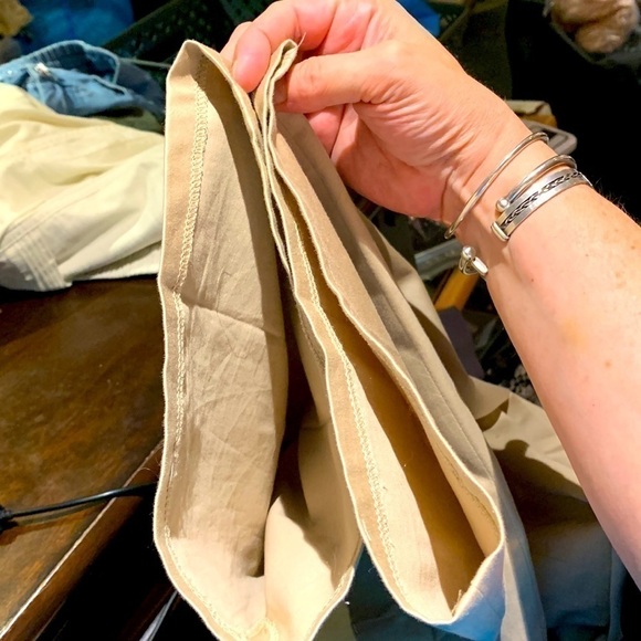 Rw&Co Beige Paper Bag Pants High Rise Straight Leg Cotton Linen Trousers Sz 12 - Picture 7 of 8